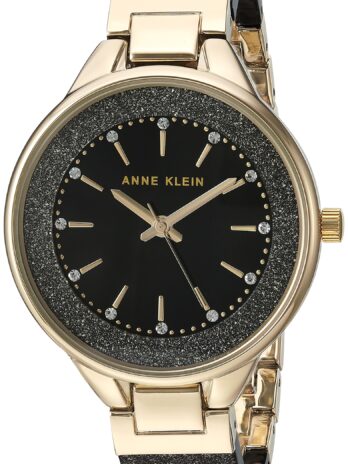 Anne Klein Women’s AK-1408BKBK Gold Ceramic Japanese Quartz Fashion Watch