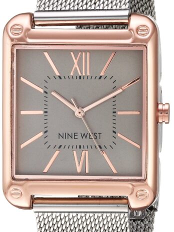Nine West レディース ローズゴールド調&シルバートーンメッシュブレスレットウォッチ
